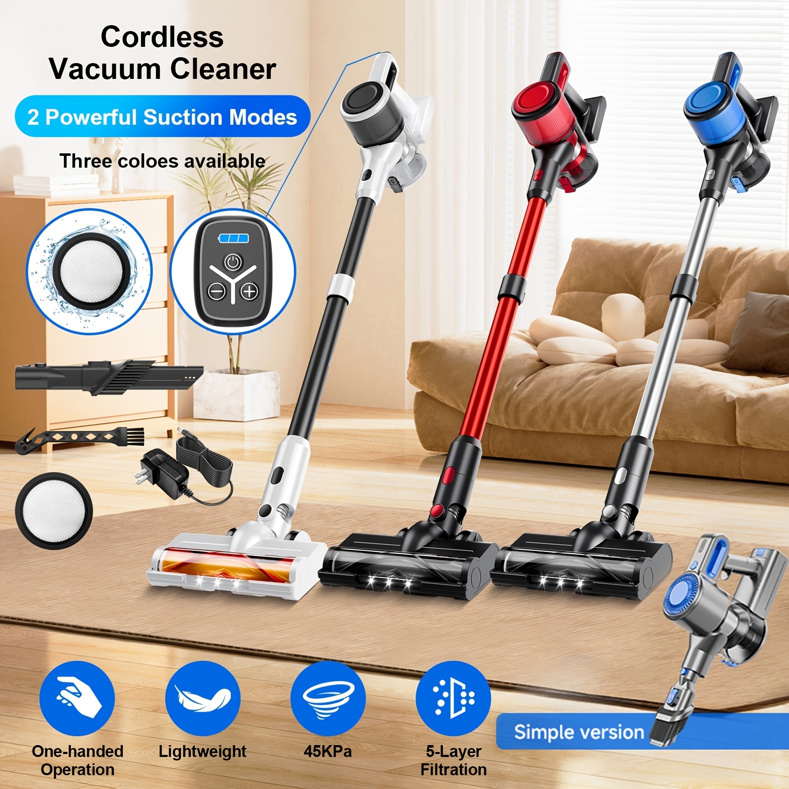 Pet Supplies Usa - Cordless Vacuum Cleaner High Suction, 38Kpa