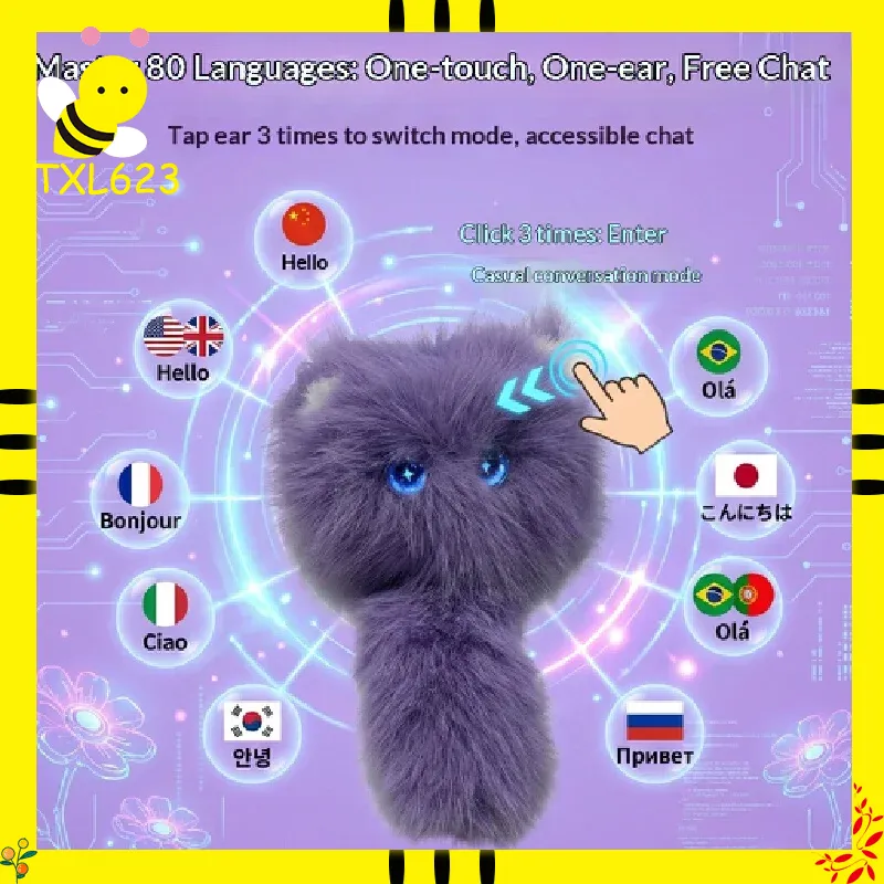 Interactive Cat Toy - AI Scruffy Cat Robot Plush Toy