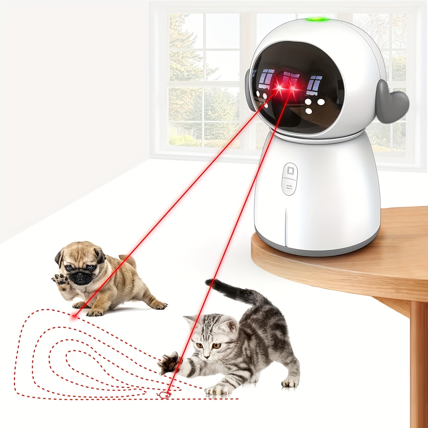 Interactive Cat Toy - Indoor Cat Laser Toy - Rechargeable