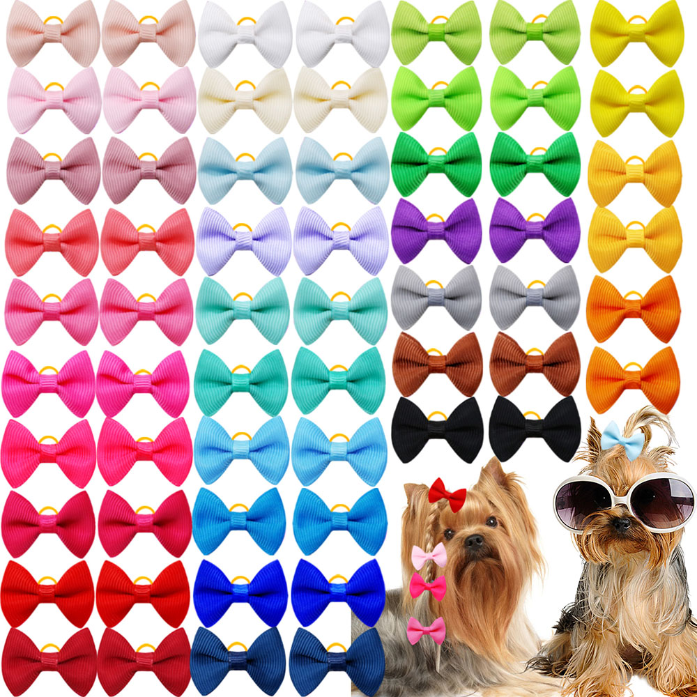 Pet Supplies In Bulk - 50PCS Puppy Bows With Rubber Bands